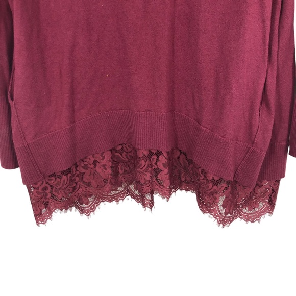 LOGO Lori Goldstein Cashmere Blend Tunic Top w/Lace Hem, Super Soft SZ M - Picture 4 of 8